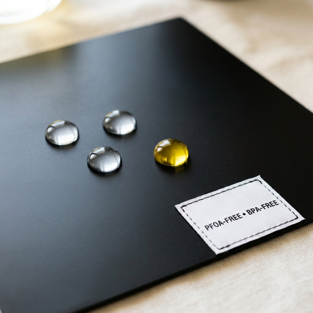 PFOA-free and BPA-free smooth matte PTFE stove top liner with water and oil beading up