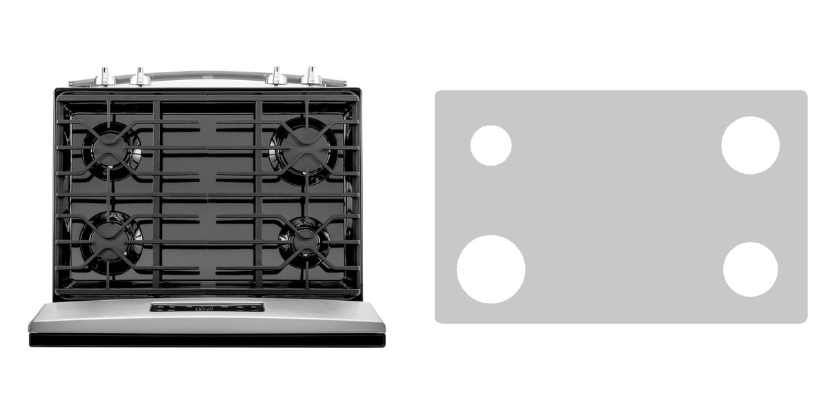 GE JGBS62REKSS / JGBS62DEKWW / JGBS62DEKBB gas range liner - custom cut (silver)