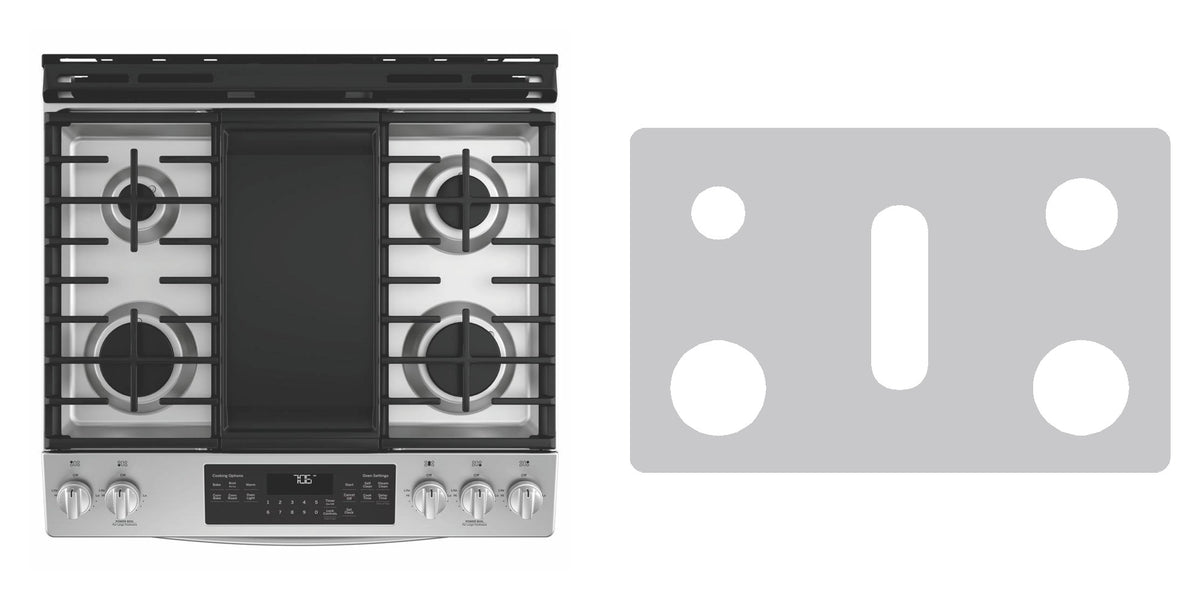 GE JGSS86SP1SS / JGSS86SP2SS / JGSS86SP3SS / JGSS86SPSS gas range liner - custom cut (silver)