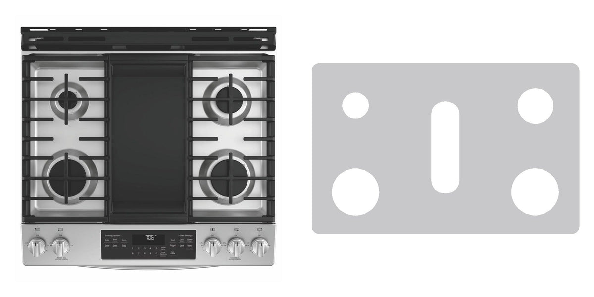 GE JGS760BELTS / JGS760DELBB / JGS760DELWW / JGS760EELES gas range liner - custom cut (silver)