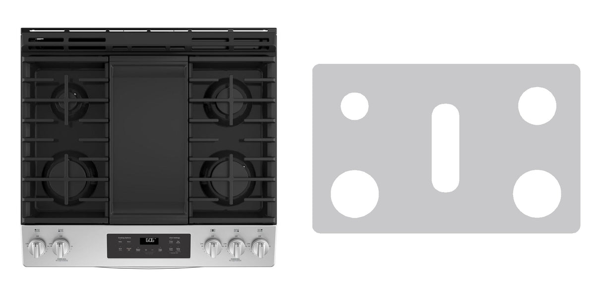 GE JGSS66FELDS / JGSS66EELES / JGSS66SELSS gas range liner - custom cut (silver)