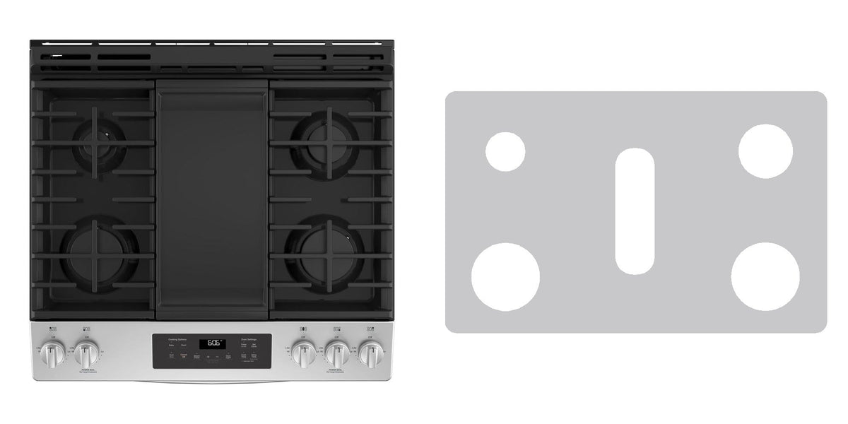 GE JGSS66FELDS / JGSS66EELES / JGSS66SELSS gas range liner - custom cut (silver)