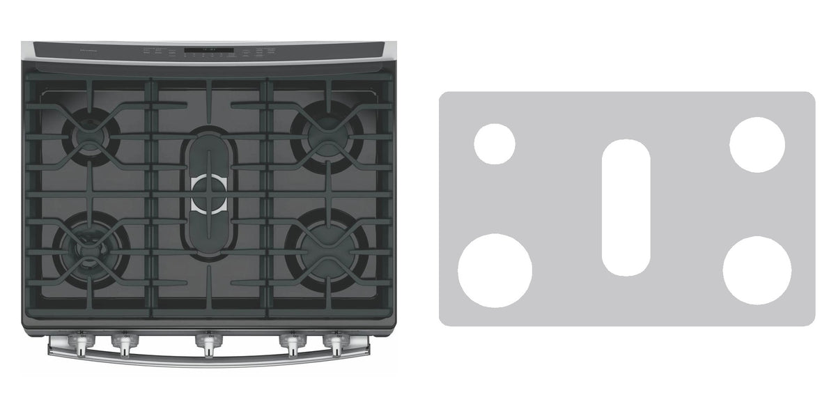 GE PGB930SEJSS / P2S930SELSS gas range liner - custom cut (silver)