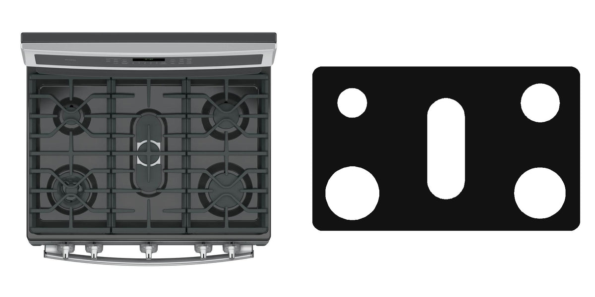 GE PGB940SEJSS / PGB940ZEJSS / PGB940DEFWW / PGB940SEHSS gas liner - custom cut (black)