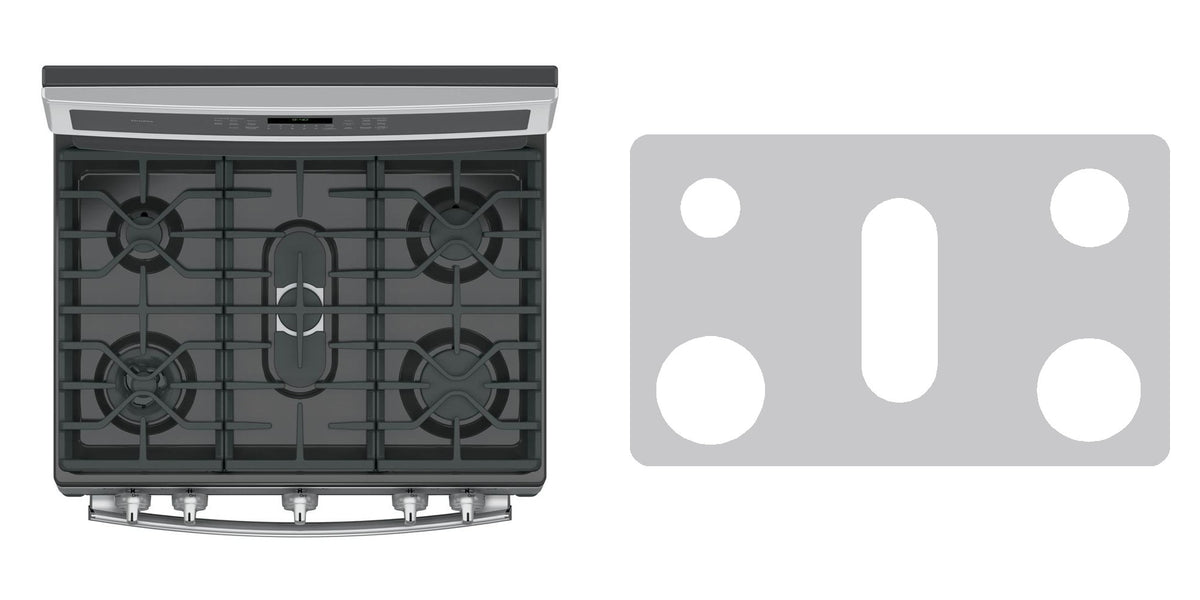 GE PGB940SEJSS / P2B940SEJSS / P2B940SEHSS / P2B940SEFSS gas range liner - custom cut (silver)
