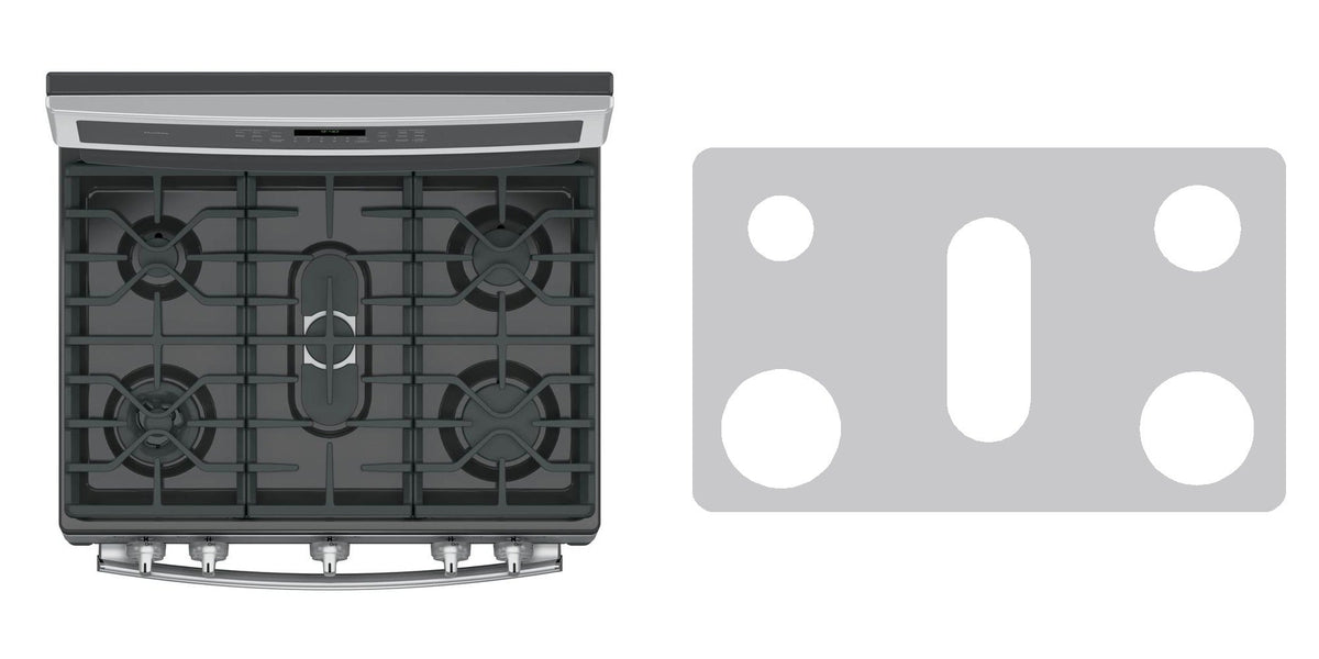 GE PGB940SEJSS / P2B940SEJSS / P2B940SEHSS / P2B940SEFSS gas range liner - custom cut (silver)