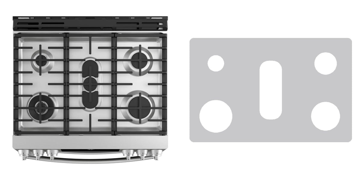 GE PGS960BELTS / PGS960EELES / PGS960SELSS / PGS960FELDS gas range liner - custom cut (silver)