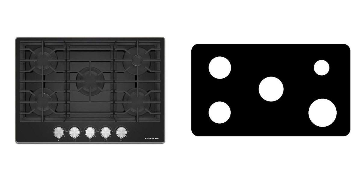 KitchenAid KCGG530PBL gas cooktop liner - custom cut (black)
