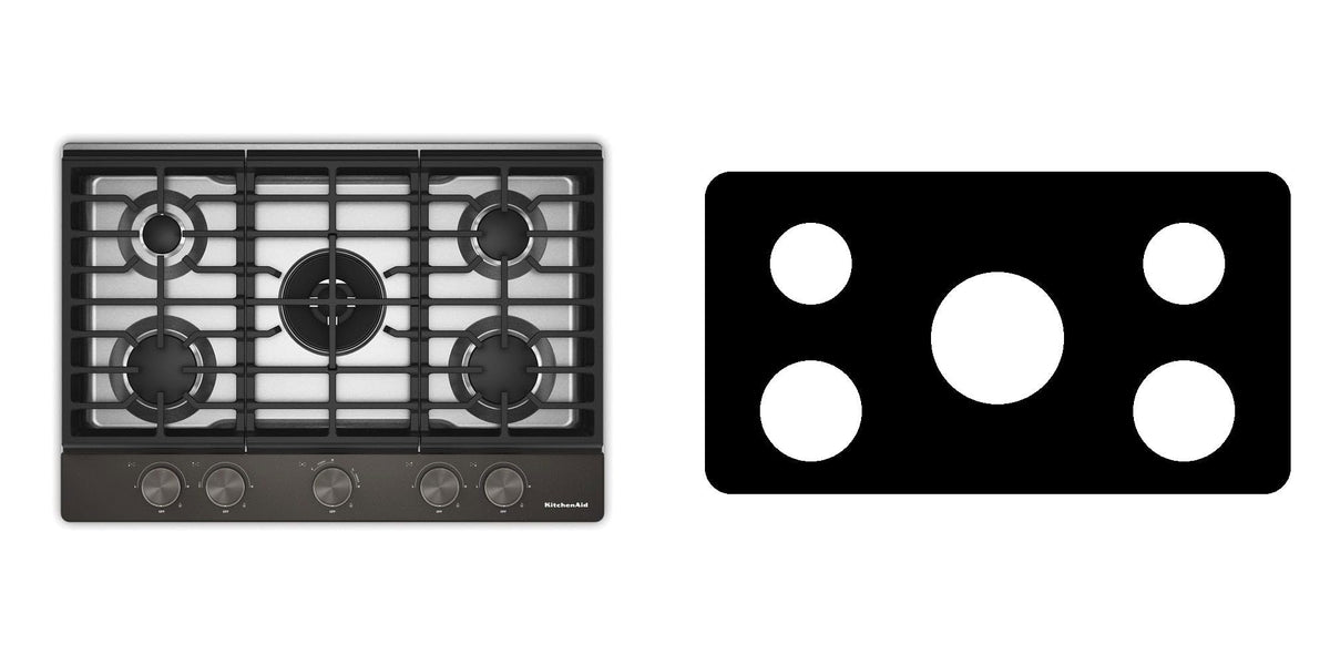 KitchenAid KCGK530SSS / KCGK530SBE gas cooktop liner - custom cut (black)