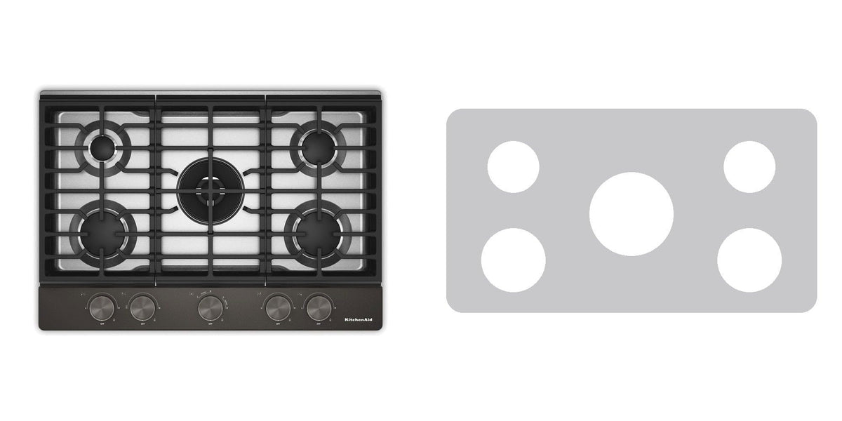 KitchenAid KCGK530SSS / KCGK530SBE gas cooktop liner - custom cut (silver)