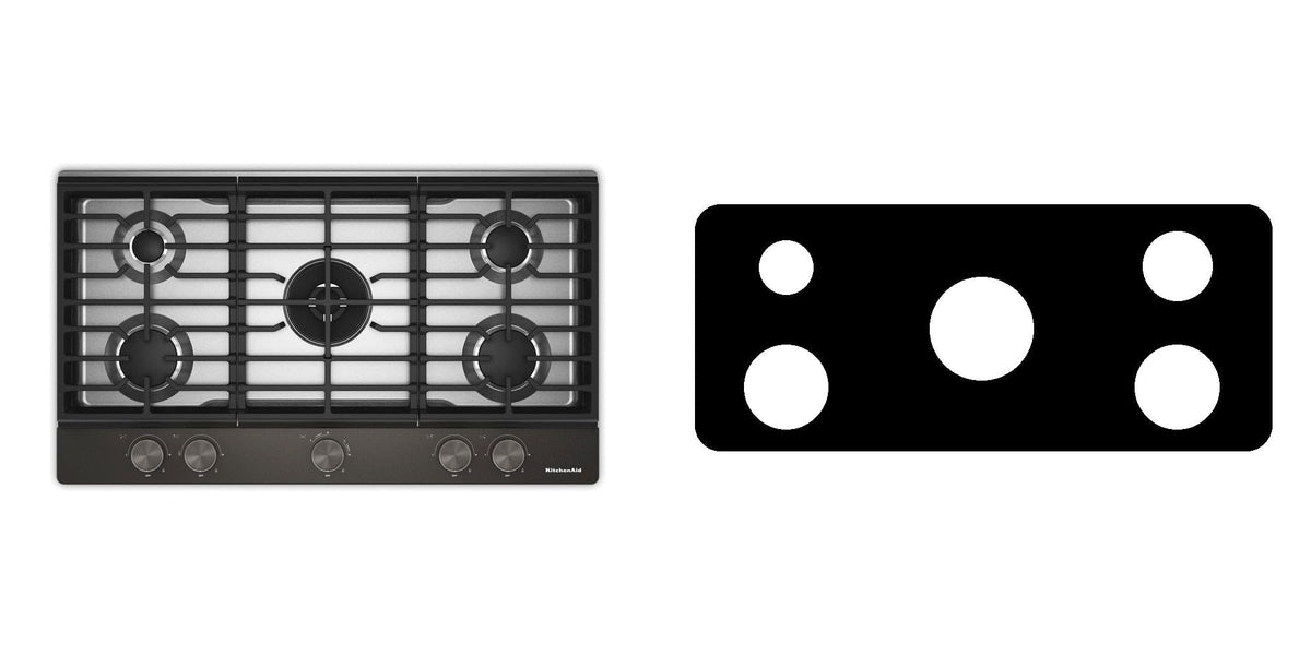 KitchenAid KCGK536SSS / KCGK536SBE / KCGK536SJP gas cooktop liner - custom cut (black)