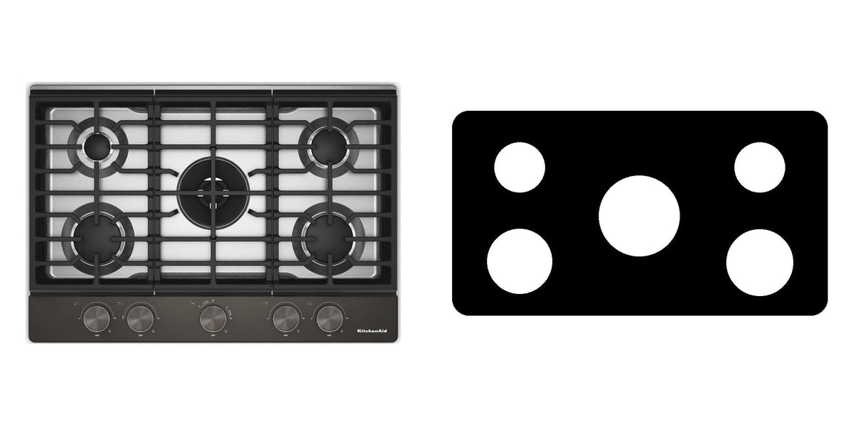 KitchenAid KCGK730SSS / KCGK730SBE / KCGK730SJP gas cooktop liner - custom cut (black)