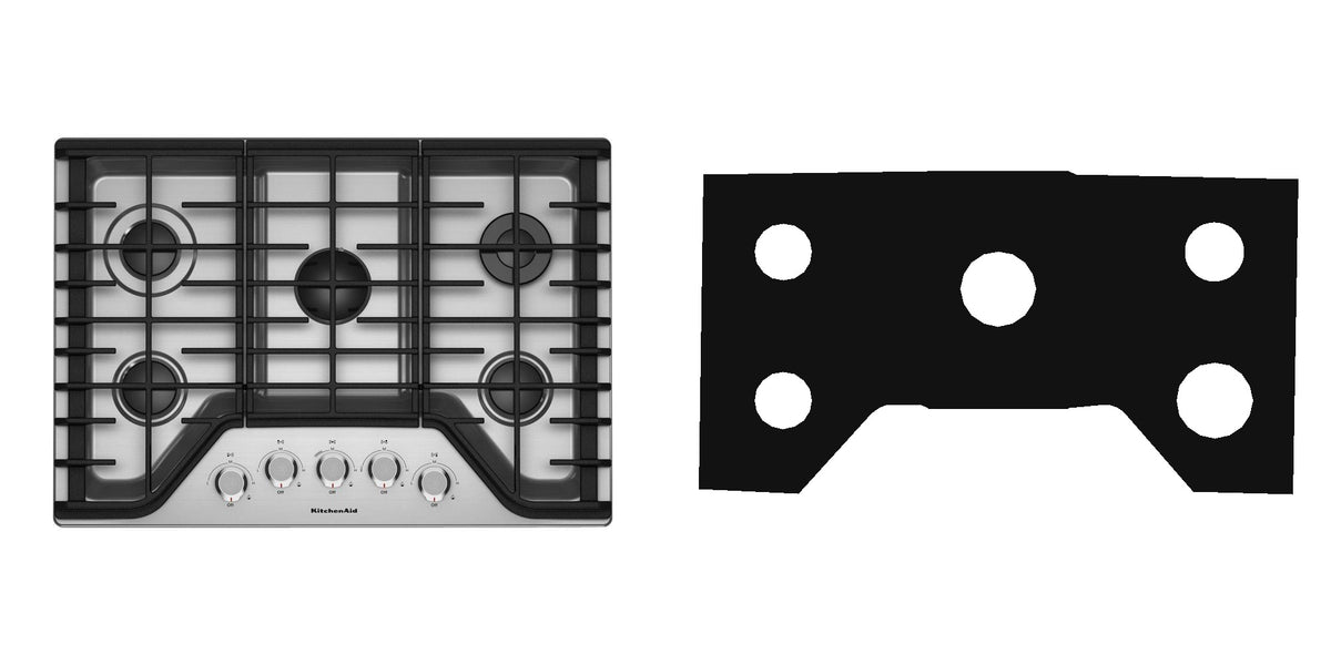 KitchenAid KCGS356ESS gas cooktop liner - custom cut (black)