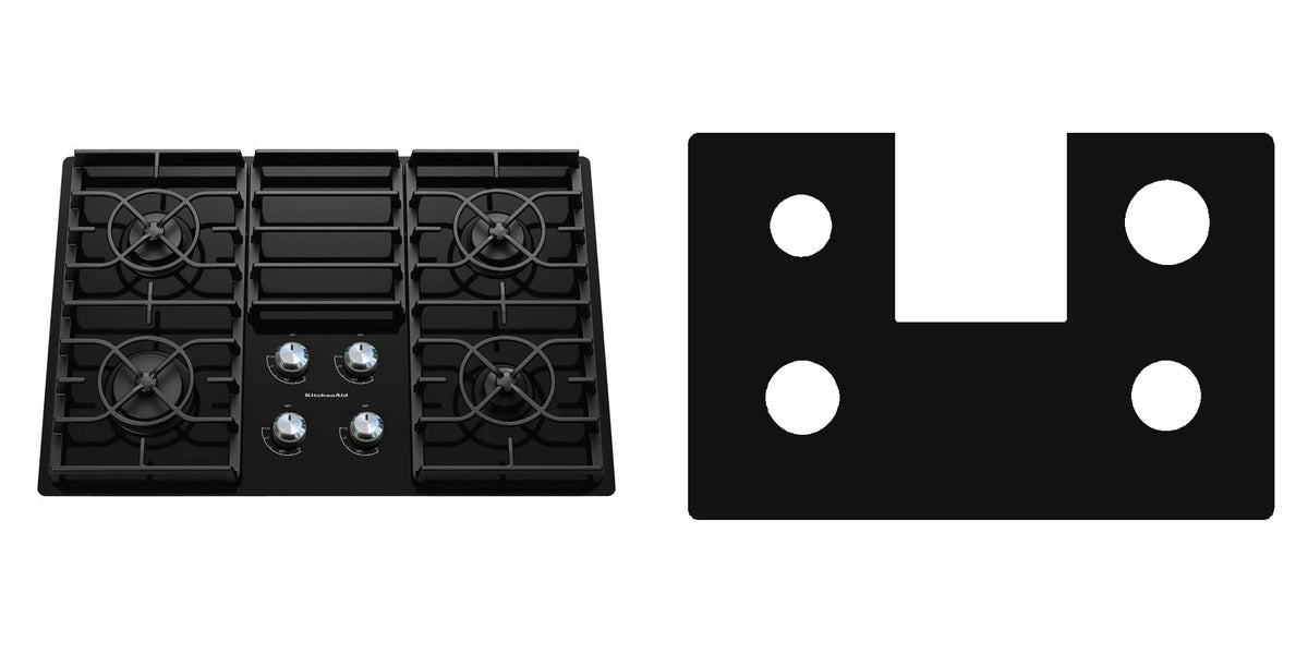 KitchenAid KGCC506RBL gas cooktop liner - custom cut (black)