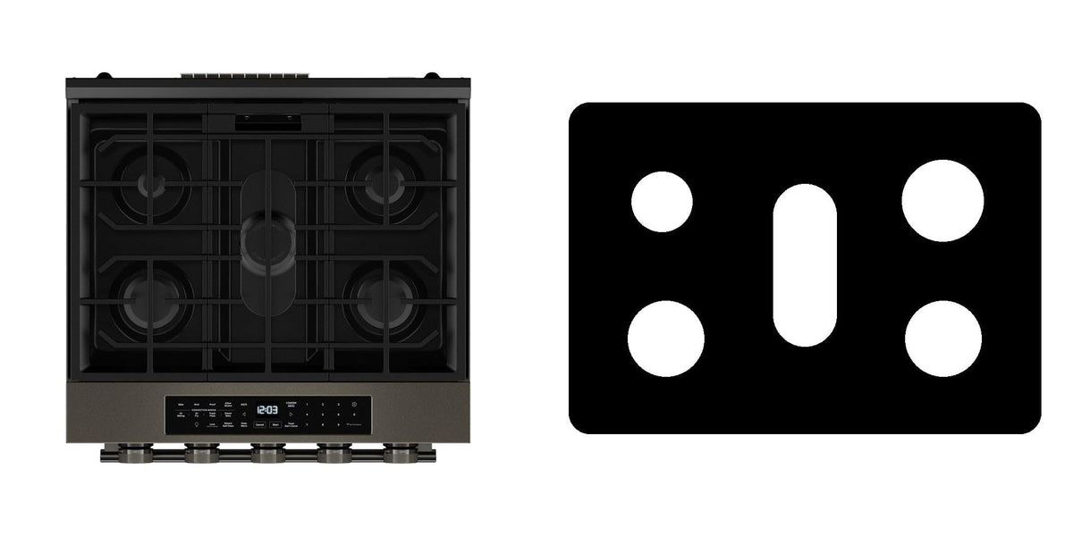 KitchenAid KSGS530SPS / KSGS530SBE / KSGS530SJP gas range liner - custom cut (black)