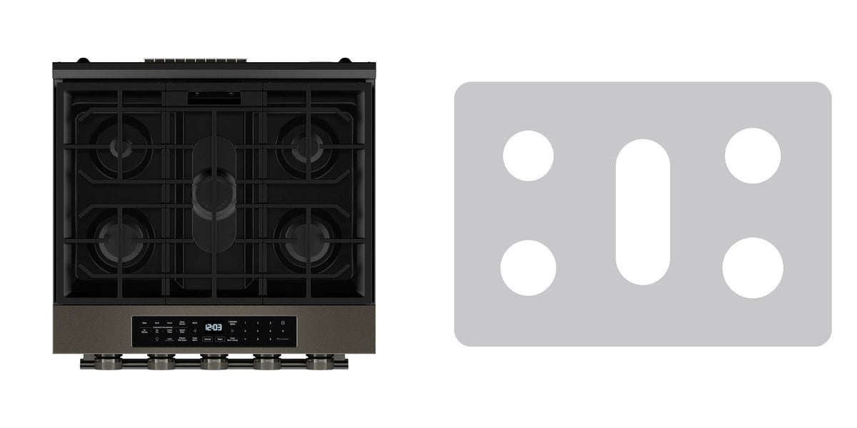 KitchenAid KSGS530SPS / KSGS530SBE / KSGS530SJP gas range liner - custom cut (silver)