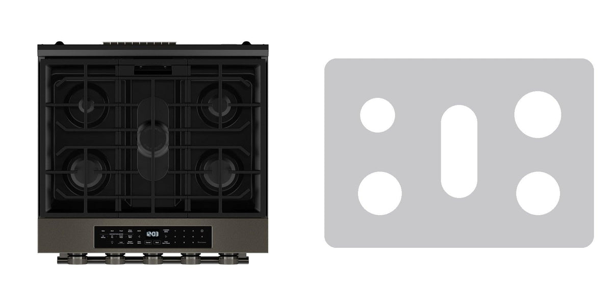 KitchenAid KSGS530SPS / KSGS530SBE / KSGS530SJP gas range liner - custom cut (silver)
