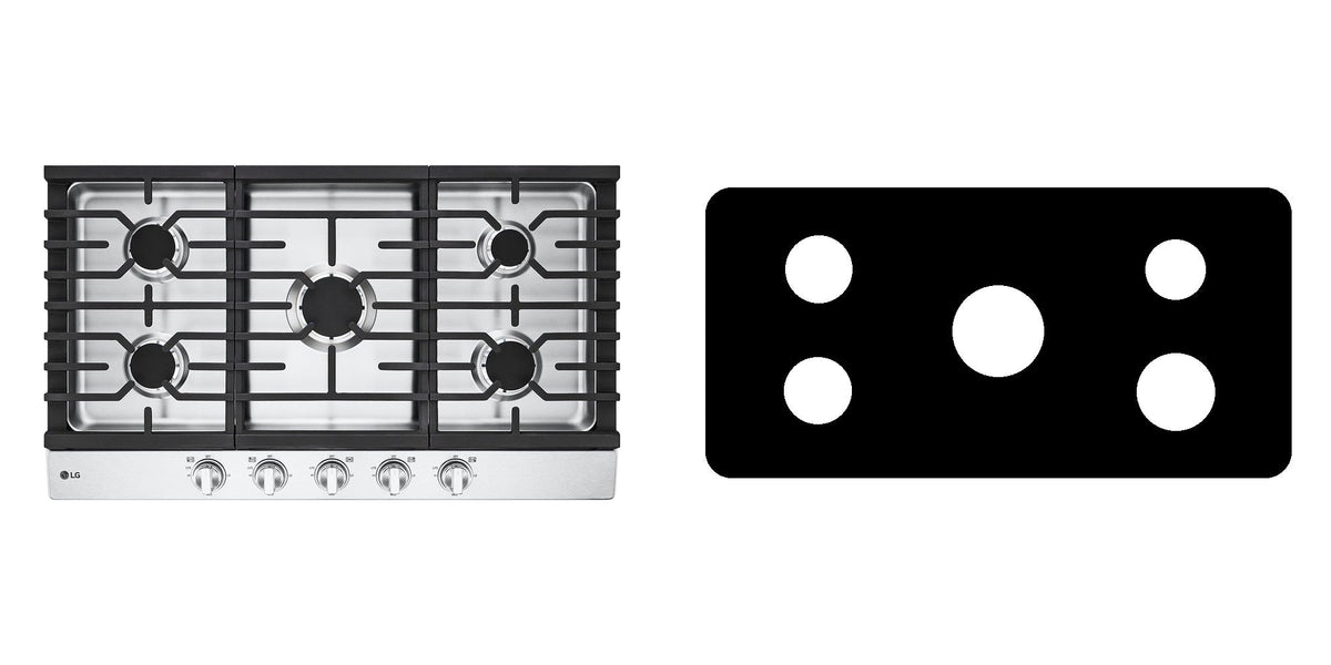 LG CBGJ3623S / CBGJ3623D gas cooktop liner - custom cut (black)