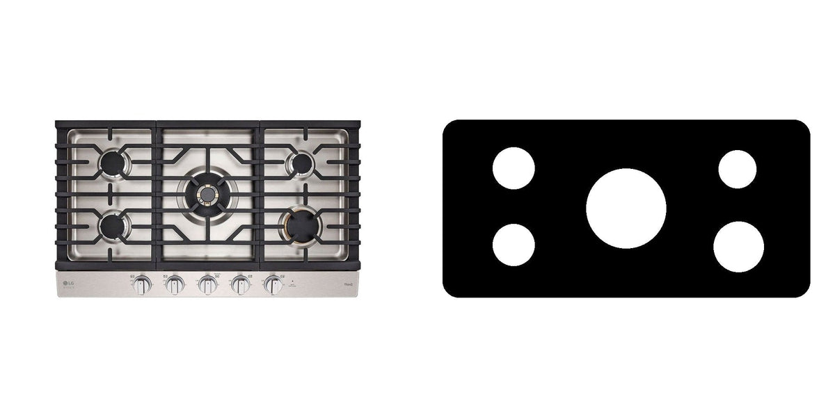 LG CBGS3628S / CBGS3628N gas cooktop liner - custom cut (black)
