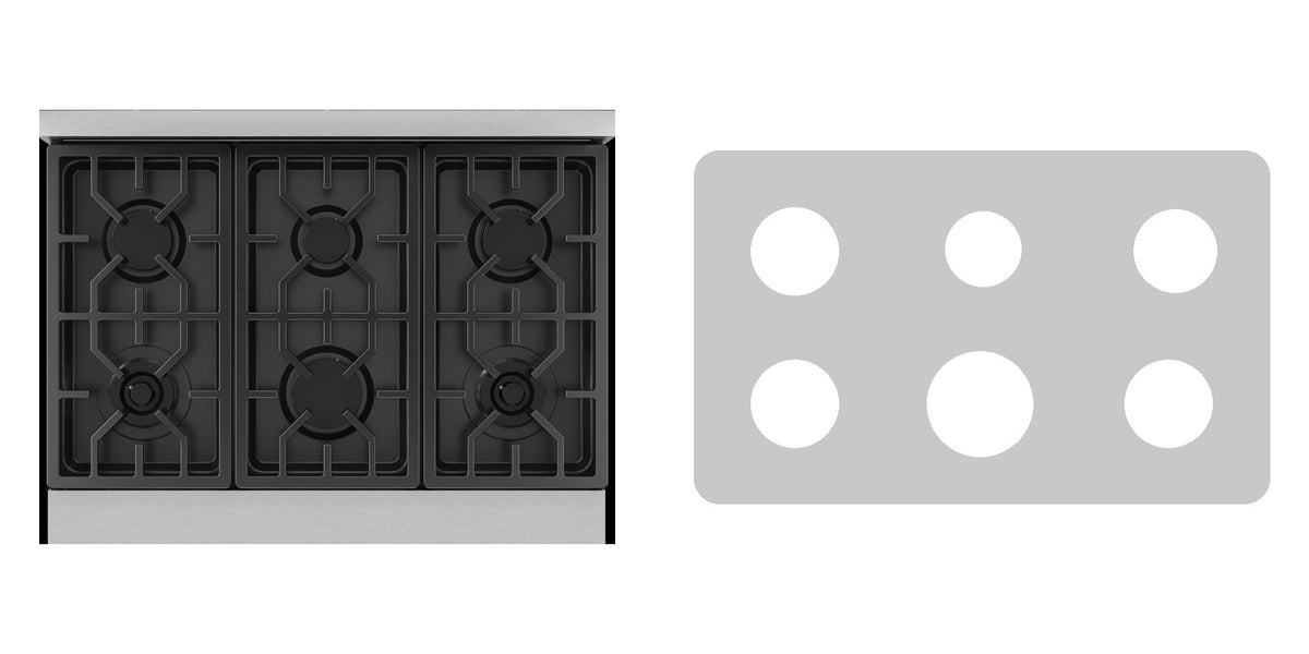 Thor Kitchen RSG36 / RSG36B / RSG36LP / RSG36BLP gas range liner - custom cut (silver)