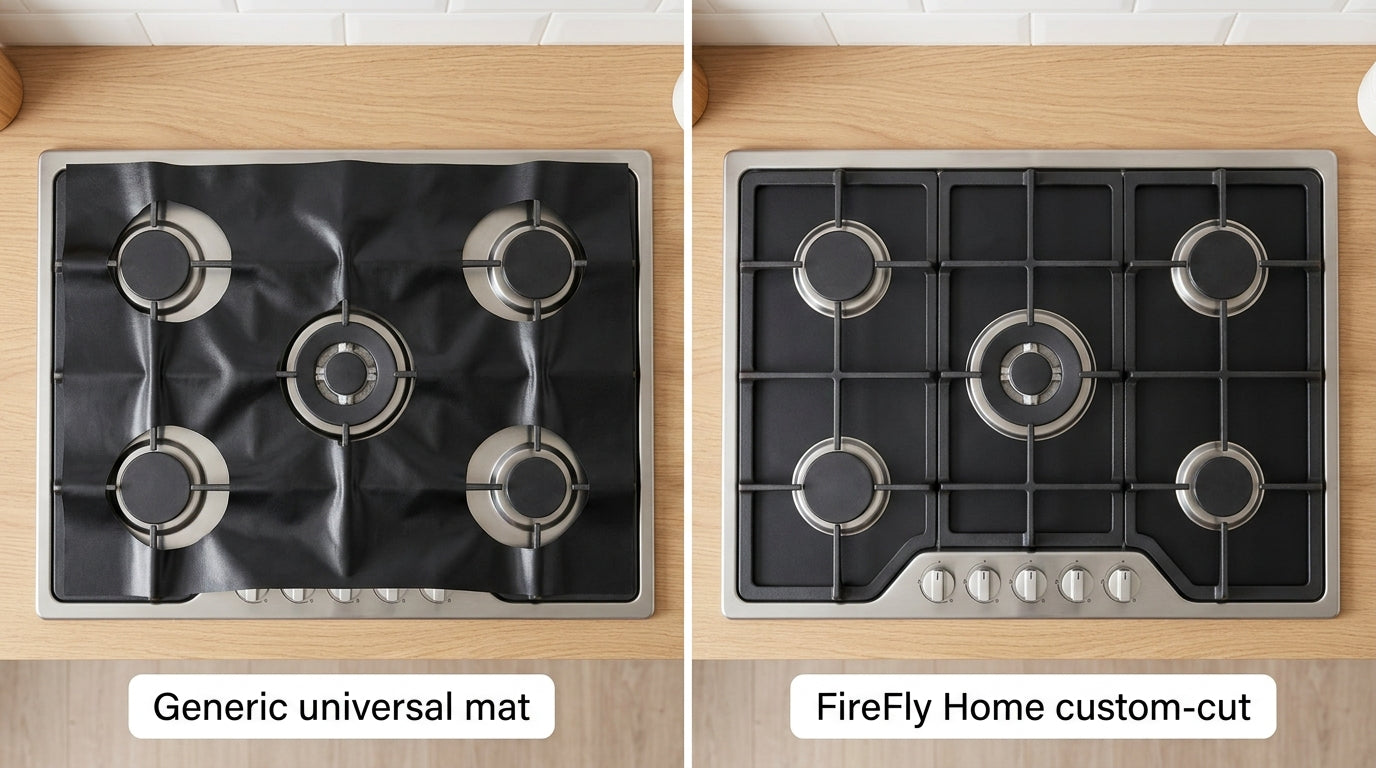 FireFly Home custom-cut stove liner vs generic one-size-fits-all