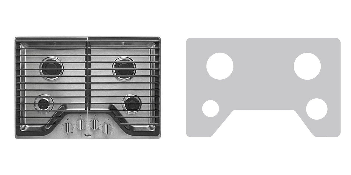 Whirlpool WCG51US0DS / WCG51US0DB / WCG51US0DW / WCG51US6DS gas cooktop liner - custom cut (silver)