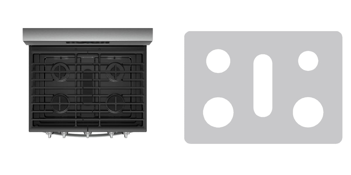 Whirlpool WFG775H0HB / WFG775H0HV / WFG775H0HZ / WFG775H0HW gas liner - custom cut (silver)