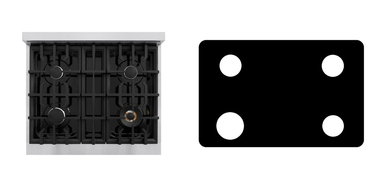 ZLINE CGR30 gas range liner - custom cut (black)