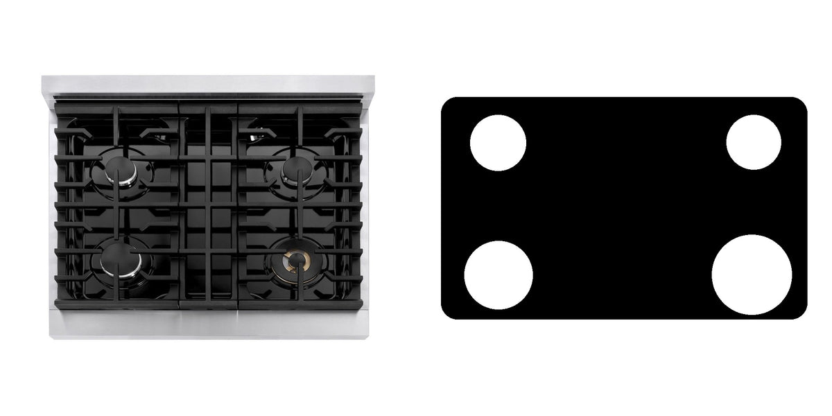 ZLINE MGR30 gas range liner - custom cut (black)