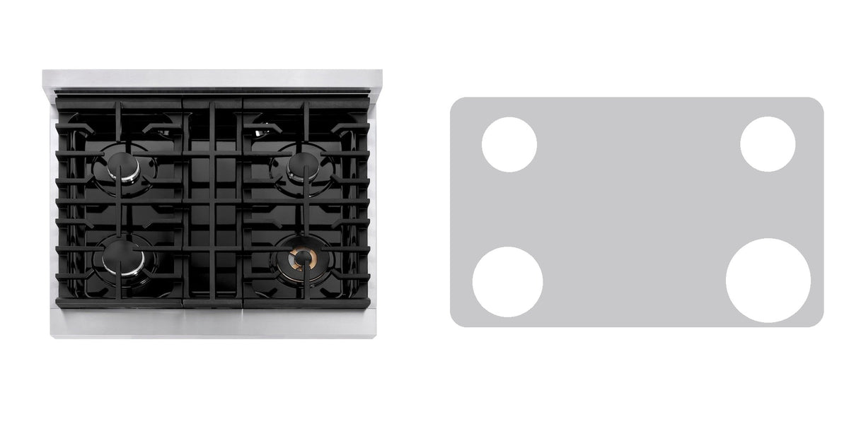 ZLINE SRT30 gas cooktop liner - custom cut (silver)