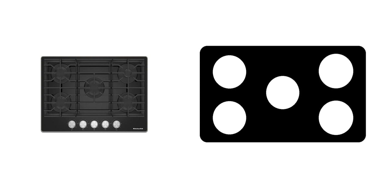 KitchenAid KCGG530PBL gas cooktop liner - custom cut (black)