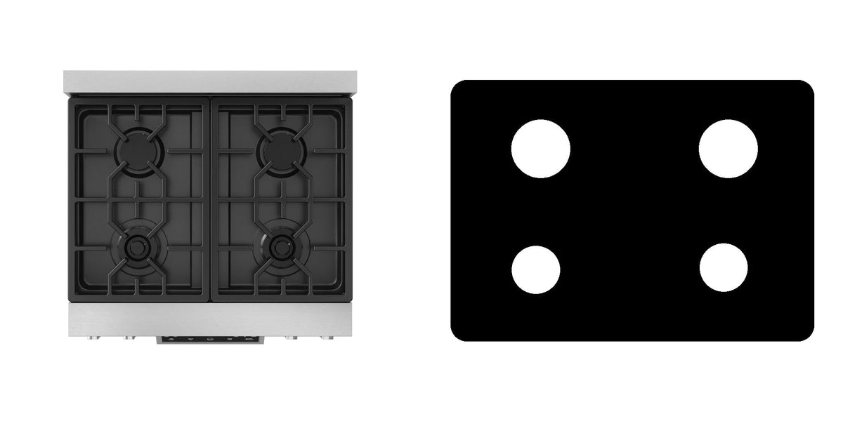 Thor Kitchen RSG30 / RSG30B / RSG30LP / RSG30BLP gas range liner - custom cut (black)