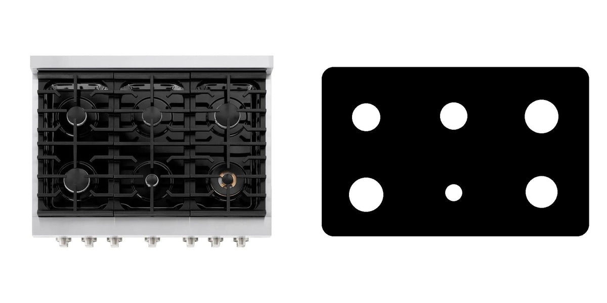 ZLINE SGR36 gas range liner - custom cut (black)
