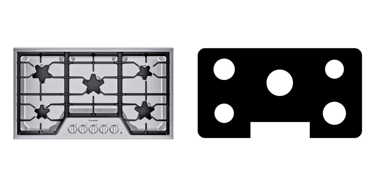 Thermador SGS365TS gas cooktop liner - custom cut (black)