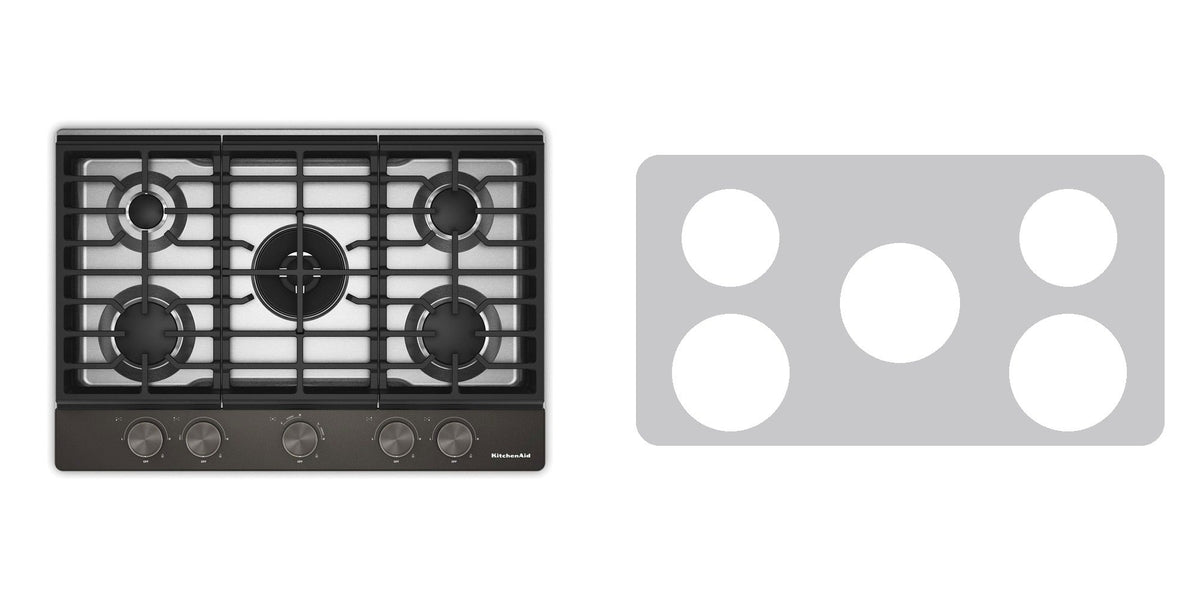 KitchenAid KCGK530SSS / KCGK530SBE gas cooktop liner - custom cut (silver)
