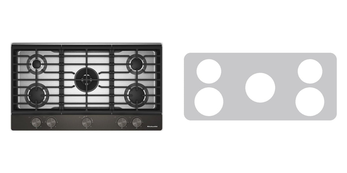 KitchenAid KCGK736SSS / KCGK736SBE / KCGK736SJP gas cooktop liner - custom cut (silver)