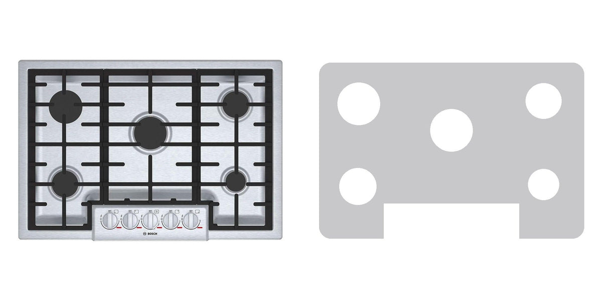 Bosch NGMP056UC gas cooktop liner - custom cut (silver)