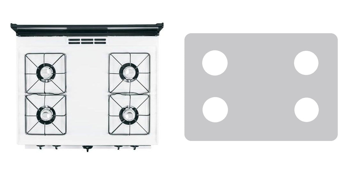 Hotpoint RGB508PEFWH / RGB508PEFCT gas range liner - custom cut (silver)