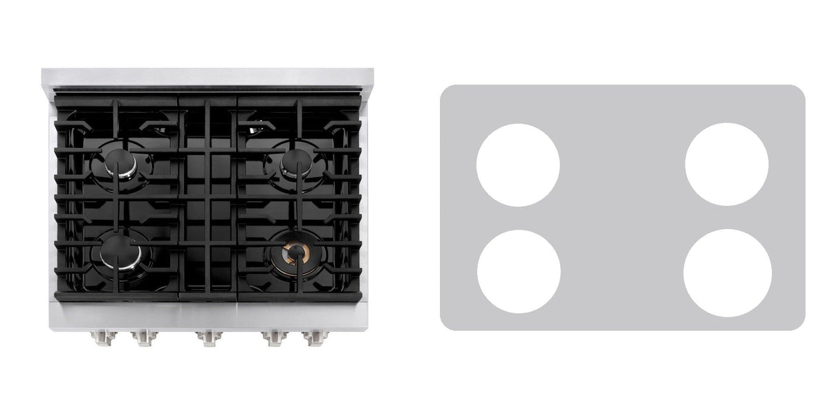 ZLINE SDR30 gas range liner - custom cut (silver)