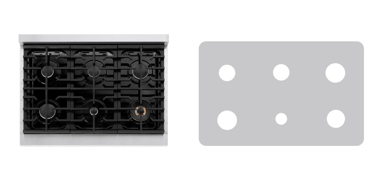 ZLINE SRT36 gas cooktop liner - custom cut (silver)