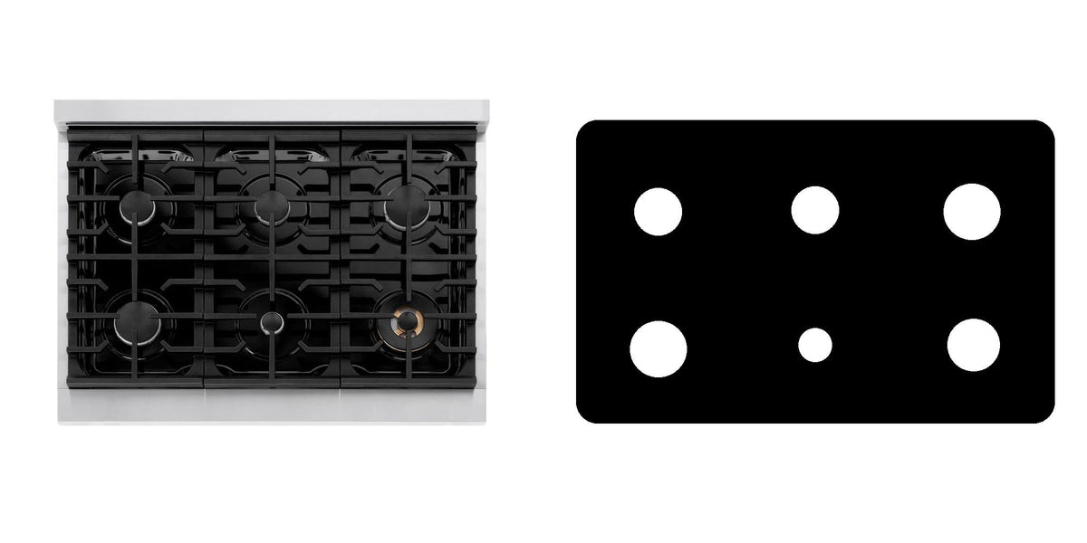 ZLINE SRT36 gas cooktop liner - custom cut (black)