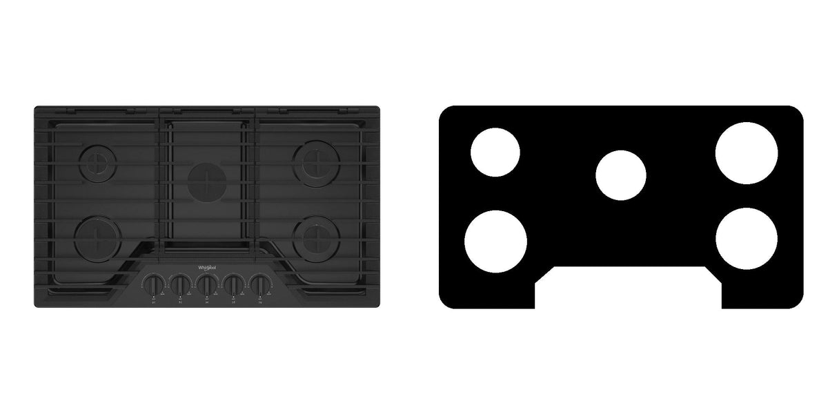 Whirlpool WCGK5036PS / WCGK5036PB / WCGK5036PW gas cooktop liner - custom cut (black)