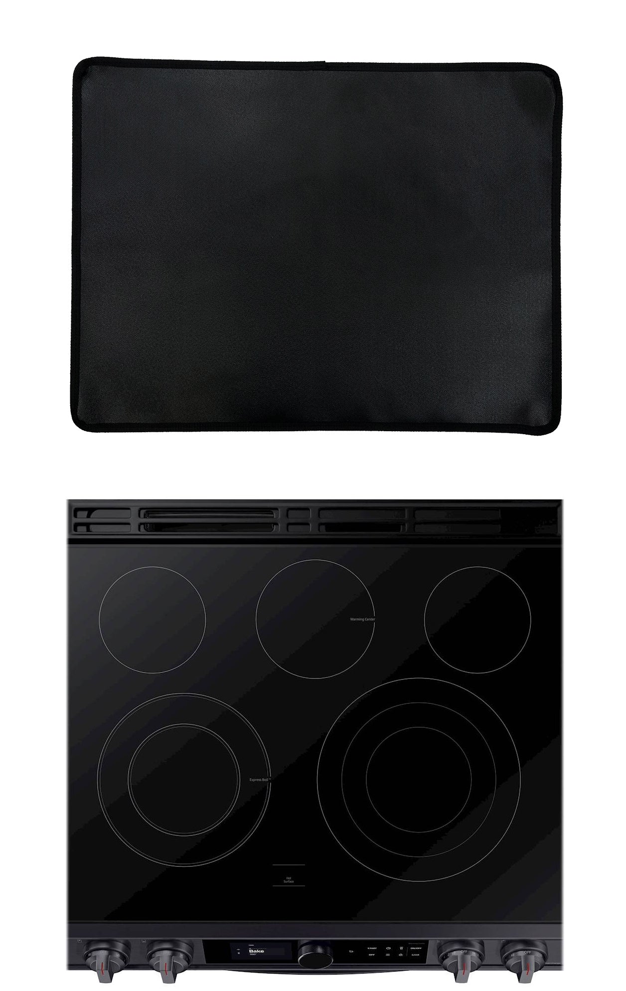 FireFly Home custom-cut black PTFE electric stove top cover for Samsung ranges