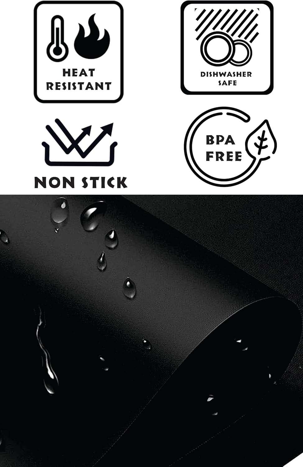 Features: heat resistant, dishwasher safe, non-stick, BPA-free