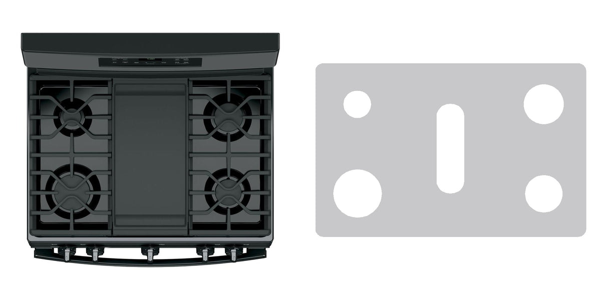 GE JGB700DEJBB / JGB700EEJES / JGB700FEJDS / JGB700SEJSS gas range liner - custom cut (silver)