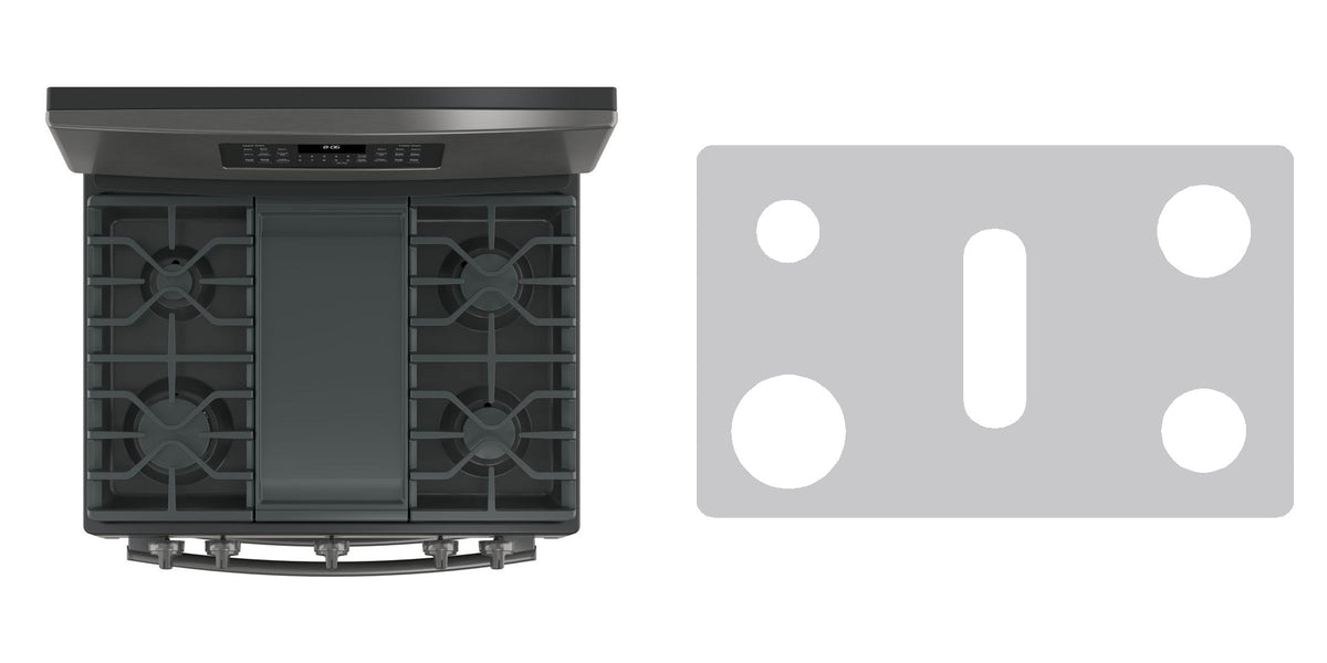 GE JGB860BEJTS gas range liner - custom cut (silver)
