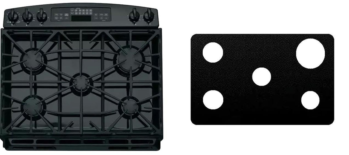 Ge JGBS64DEFWW gas stove liner - custom cut (black)