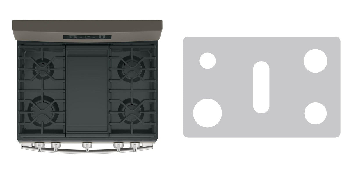 GE JGBS66DEKBB / JGBS66DEKWW / JGBS66DEK8WW / JGBS66DEK5BB gas range liner - custom cut (silver)