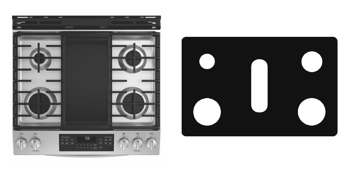 GE JGSS86SP1SS / JGSS86SP2SS / JGSS86SP3SS / JGSS86SPSS gas range liner - custom cut (black)