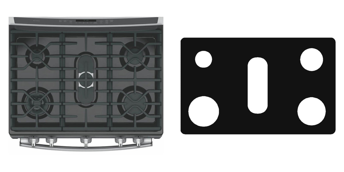 GE P2S930SELSS / P2S930YP1FS / P2B935YP1FS gas liner - custom cut (black)